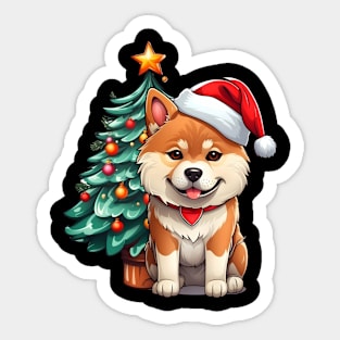 Christmas Akita Inu Dog Santa Hat Xmas Family Sweater Sticker